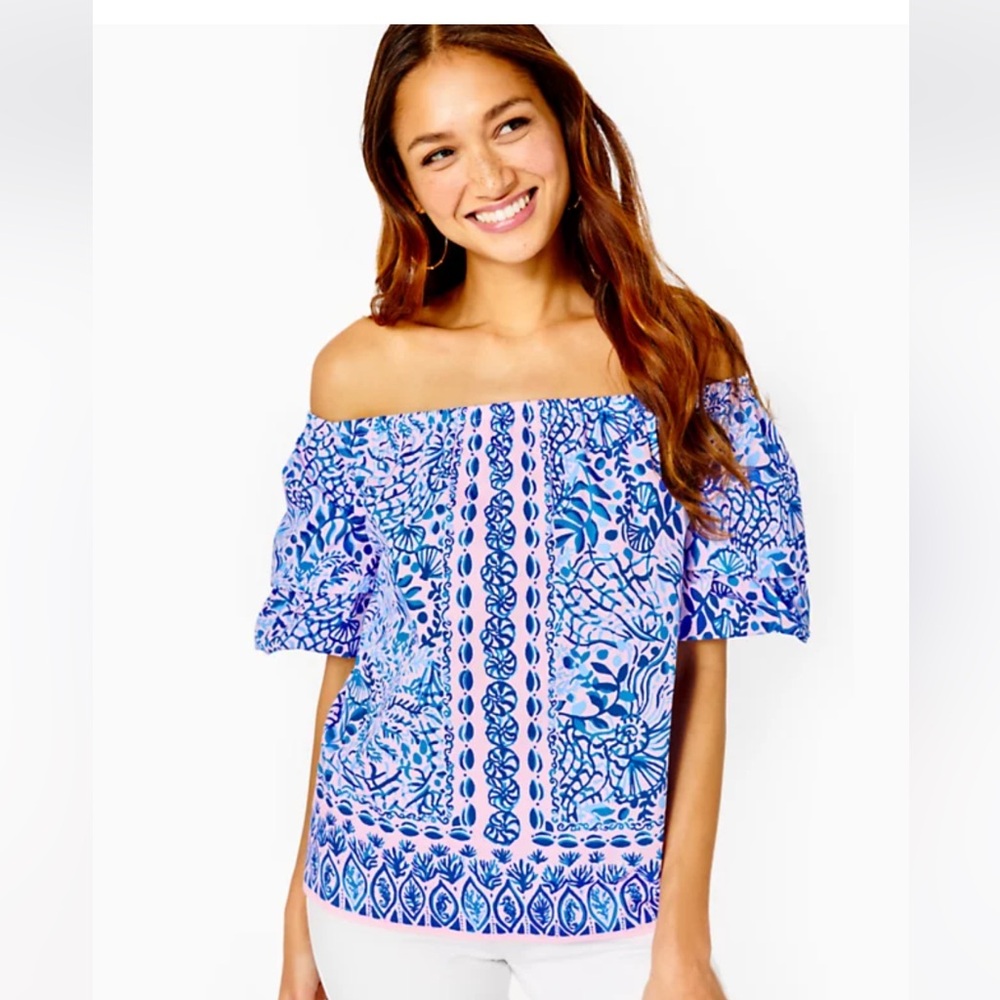 Lilly Pulitzer Frankee off the shoulder short sleeve top